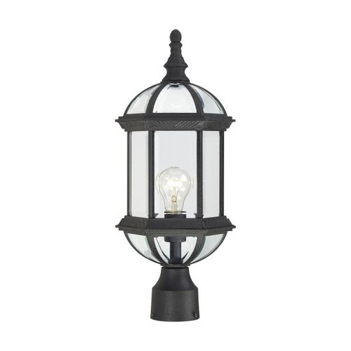 Satco 60-4976 Boxwood; 1 Light; 19 in.; Outdoor Post with Clear Beveled Glass