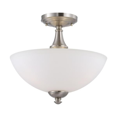 Satco 60-5044 Patton; 3 Light; Semi-Flush with Frosted Glass