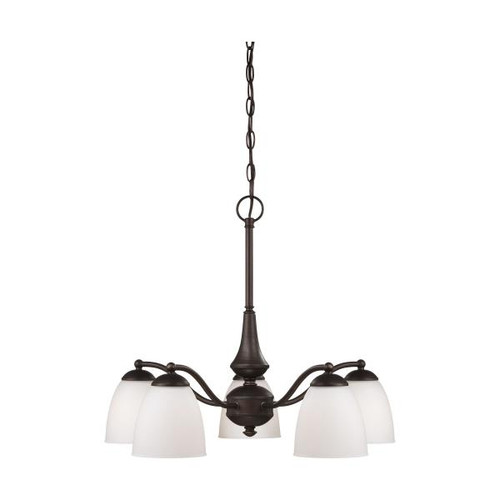 Satco 60-5143 Patton; 5 Light; Chandelier (Arms Down) with Frosted Glass