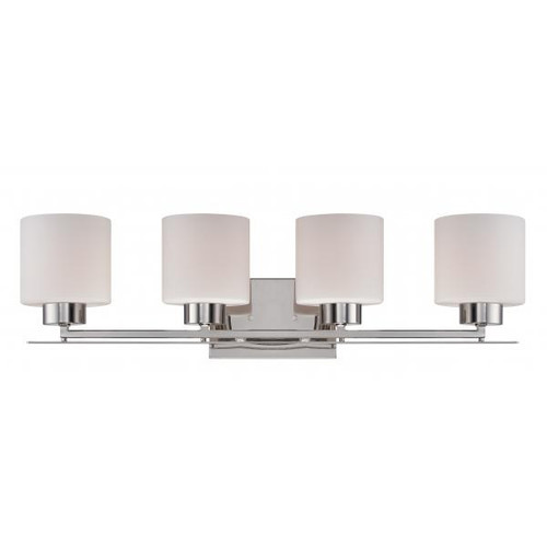 Satco 60-5204 Parallel; 4 Light; Vanity Fixture with Etched Opal Glass