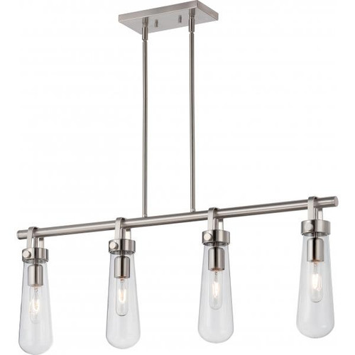 Satco 60-5265 Beaker; 4 Light; Trestle Fixture with Clear Glass; Vintage Lamps Included