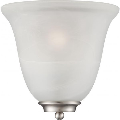 Satco 60-5376 Empire; 1 Light; Wall Sconce; Brushed Nickel with Alabaster Glass