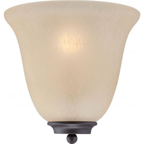 Satco 60-5383 Empire; 1 Light; Wall Sconce; Mahogany Bronze with Champagne Linen Glass