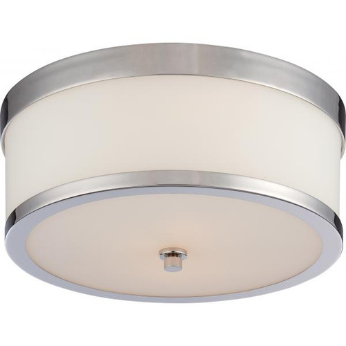 Satco 60-5476 Celine; 2 Light; Flush Fixture with Etched Opal Glass