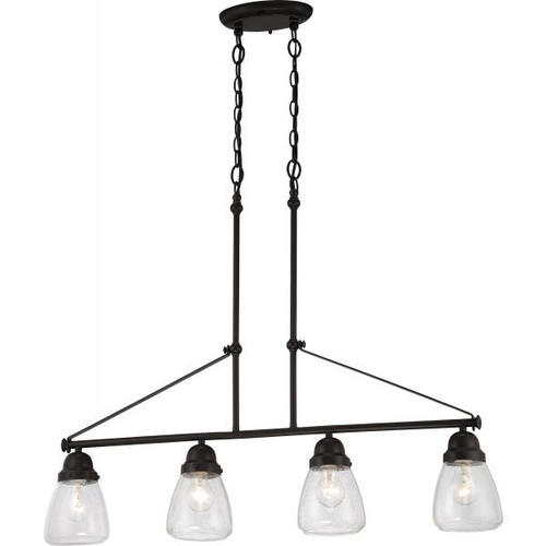 Satco 60-5548 Laurel; 4 Light; Island Pendant with Clear Seeded Glass