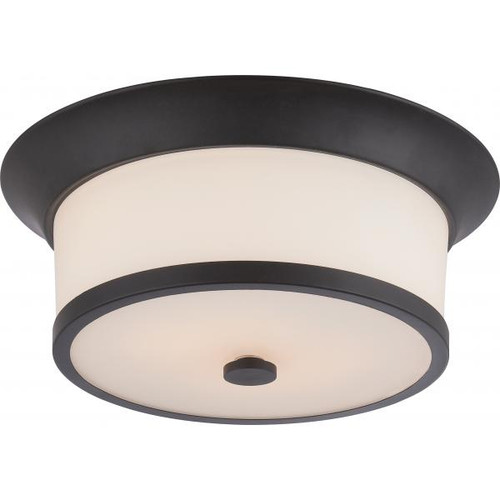 Satco 60-5560 Mobili; 2 Light; Flush Fixture with Satin White Glass