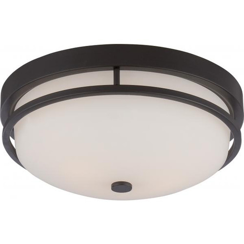 Satco 60-5586 Neval; 2 Light; Flush Fixture with Satin White Glass