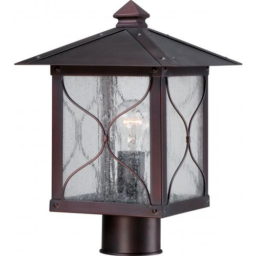 Satco 60-5615 Vega; 1 light; Outdoor Post Fixture with Clear Seed Glass