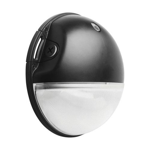 Satco 65-750 LED Small Round Wall Pack; 20W; CCT Selectable; Bypassable Photocell; 120-277 Volt; Black Finish