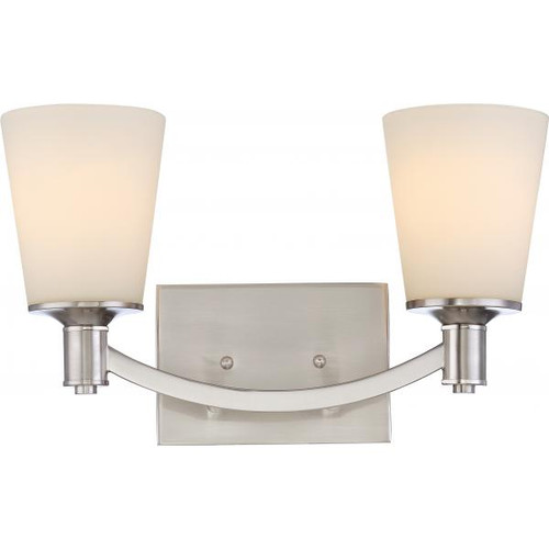 Satco 60-5822 Laguna; 2 Light; Vanity with White Glass