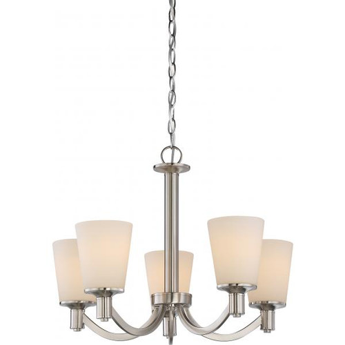 Satco 60-5825 Laguna; 5 Light; Hanging Fixture with White Glass