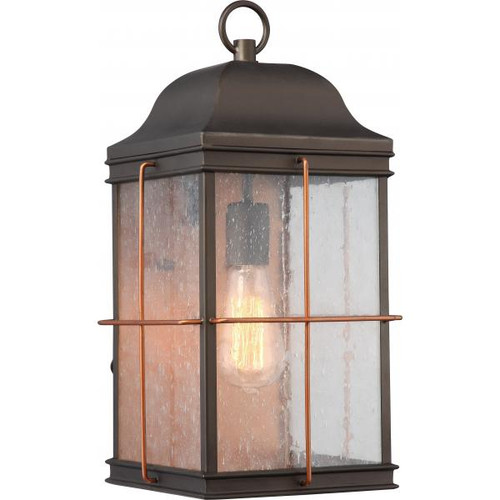 Satco 60-5833 Howell; 1 Light; Large Outdoor Wall Fixture with 60W Vintage Lamp Included; Bronze with Copper Accents Finish