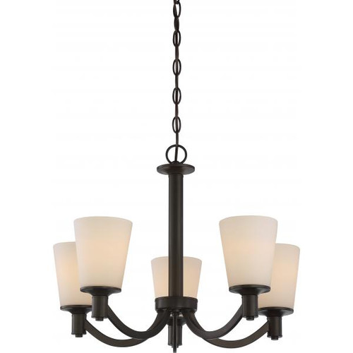 Satco 60-5925 Laguna; 5 Light; Hanging Fixture with White Glass