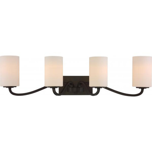 Satco 60-5971 Willow; 4 Light; Vanity; Forest Bronze with White Glass