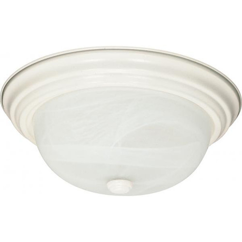 Satco 60-6004 2 Light; 11 in.; Flush Mount; Alabaster Glass; Color retail packaging