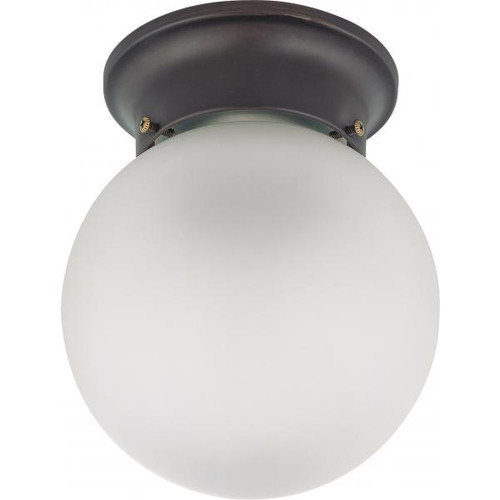 Satco 60-6012 1 Light; 6 in.; Ceiling Mount with Frosted White Glass; Color retail packaging