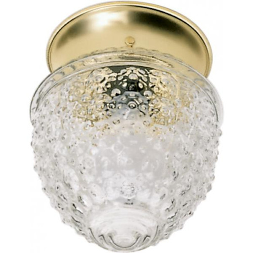 Satco 60-6031 1 Light; 6 in.; Ceiling Fixture; Clear Pineapple Glass; Color retail packaging