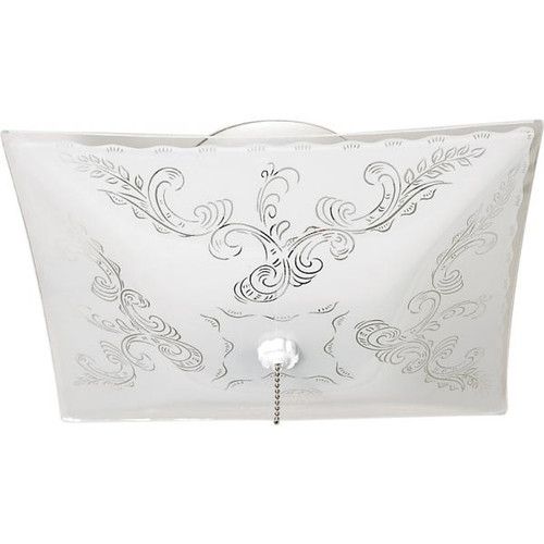 Satco 60-6113 2 Light; 12 in.; Ceiling Fixture; Square Floral with Pull Chain; Color retail packaging