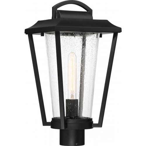 Satco 60-6513 Lakeview; 1 Light; Post Lantern; Aged Bronze Finish with Clear Seed Glass