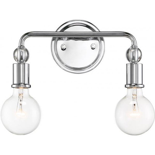 Satco 60-6562 Bounce; 2 Light; Vanity; Polished Nickel Finish with K9 Crystal