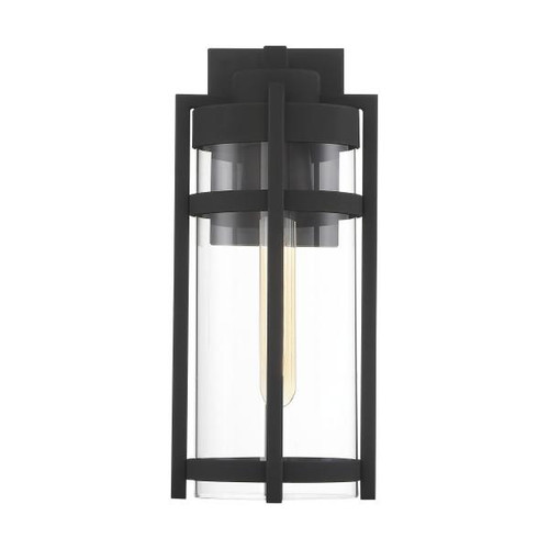 Satco 60-6572 Tofino; 1 Light; Medium Lantern; Textured Black Finish with Clear Glass