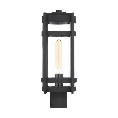 Satco 60-6575 Tofino; 1 Light; Post Lantern; Textured Black Finish with Clear Glass