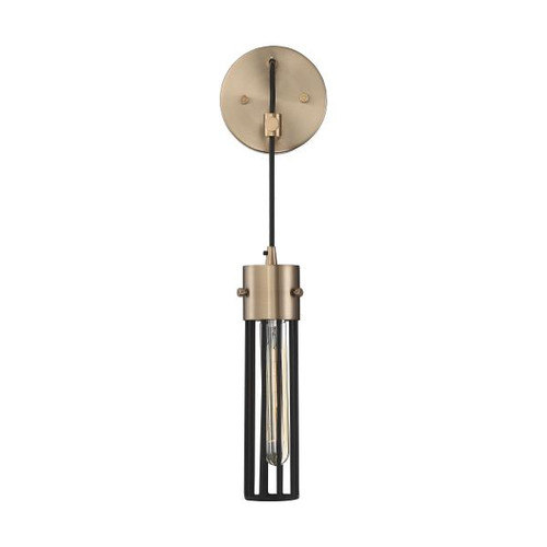 Satco 60-6611 Eaves; 1 Light; Wall Sconce; Copper Brushed Brass Finish with Matte Black Cage