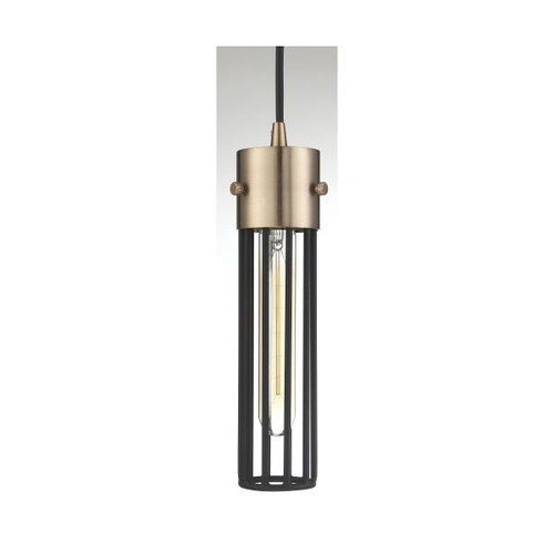 Satco 60-6612 Eaves; 1 Light; Pendant Fixture; Copper Brushed Brass Finish with Matte Black Cage