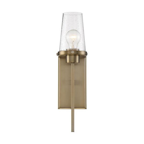 Satco 60-6677 Rector; 1 Light; Wall Sconce; Burnished Brass Finish with Clear Glass