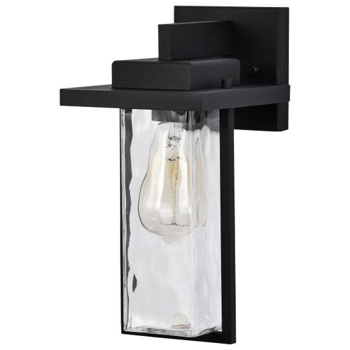 Satco 60-7355 Vernal; 1 Light Medium Wall Lantern; Matte Black with Clear Water Glass