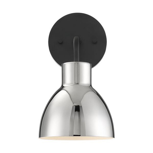 Satco 60-6771 Sloan; 1 Light; Vanity; Matte Black Finish with Polished Nickel Shade