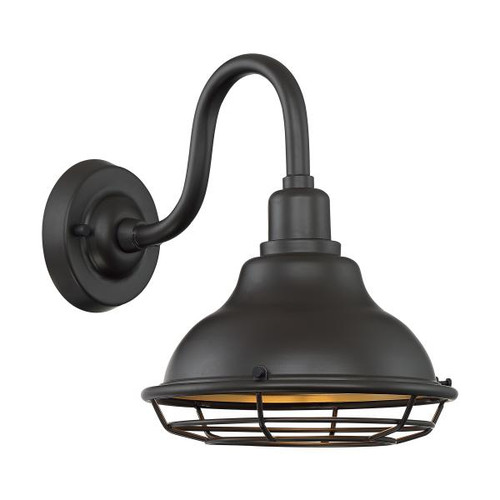 Satco 60-7011 Newbridge; 1 Light; Small Outdoor Wall Sconce Fixture; Dark Bronze Finish with Gold Accents