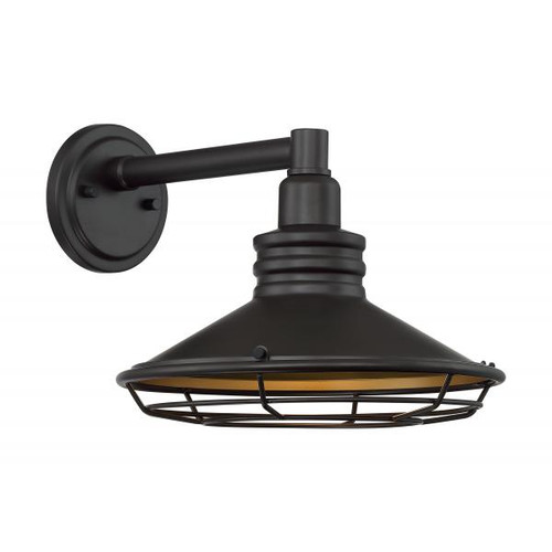 Satco 60-7042 Blue Harbor; 1 Light; Large Outdoor Wall Sconce Fixture; Dark Bronze Finish with Gold Accents