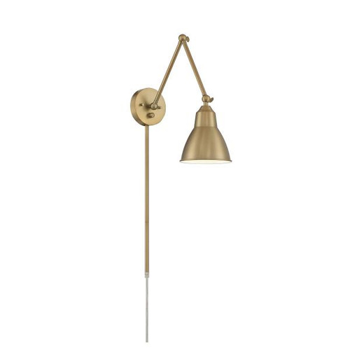 Satco 60-7364 Fulton Swing Arm Lamp; Burnished Brass with Switch