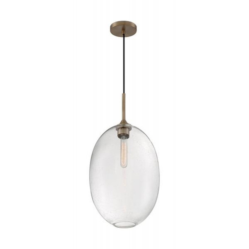 Satco 60-7018 Aria; 1 Light; Large Pendant Fixture; Burnished Brass Finish with Clear Seeded Glass