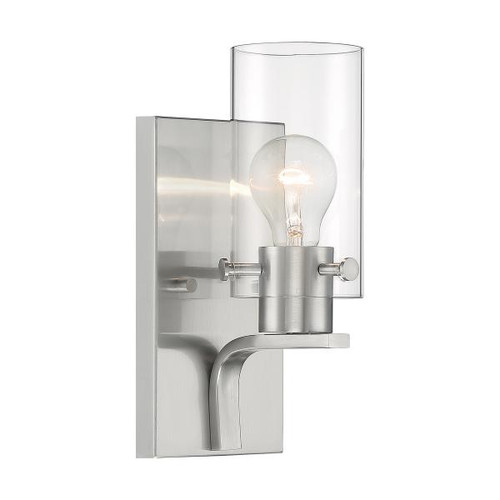 Satco 60-7171 Sommerset; 1 Light; Vanity Fixture; Brushed Nickel Finish with Clear Glass