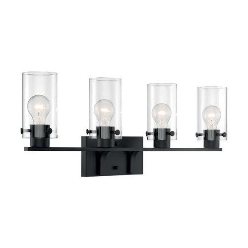 Satco 60-7274 Sommerset; 4 Light; Vanity Fixture; Matte Black Finish with Clear Glass