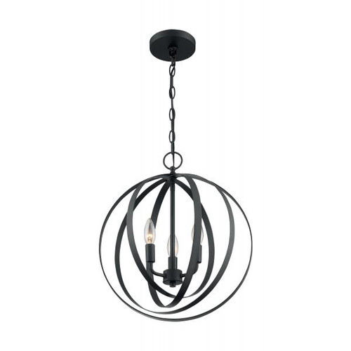 Satco 60-7067 Pendleton; 3 Light; Pendant Fixture; Matte Black Finish