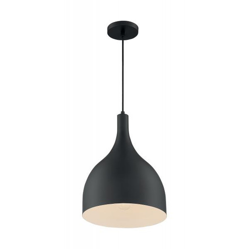 Satco 60-7087 Bellcap; 1 Light; Large Pendant Fixture; Matte Black Finish