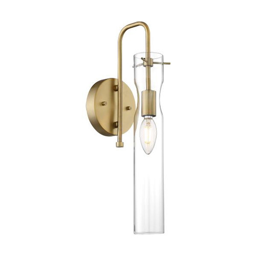 Satco 60-6855 Spyglass; 1 Light; Wall Sconce Fixture; Vintage Brass Finish with Clear Glass
