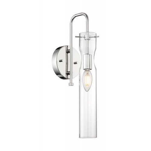 Satco 60-6865 Spyglass; 1 Light; Wall Sconce Fixture; Polished Nickel Finish with Clear Glass