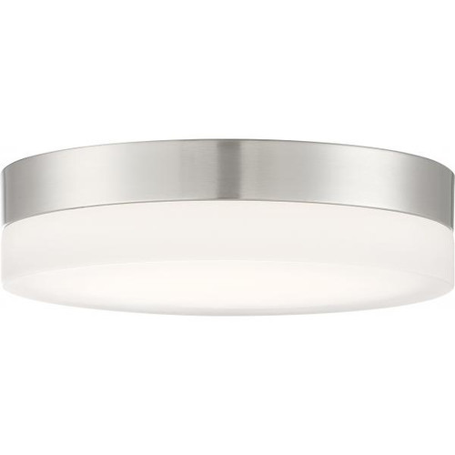 Satco 62-460 Pi; 14 in.; Flush Mount LED Fixture; Brushed Nickel Finish with Etched Glass