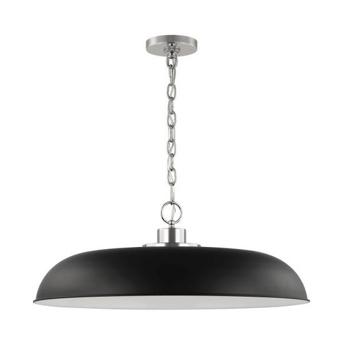 Satco 60-7488 Colony; 1 Light; Large Pendant; Matte Black with Polished Nickel