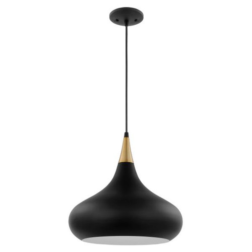 Satco 60-7513 Phoenix; 1 Light; Medium Pendant; Matte Black with Polished Nickel