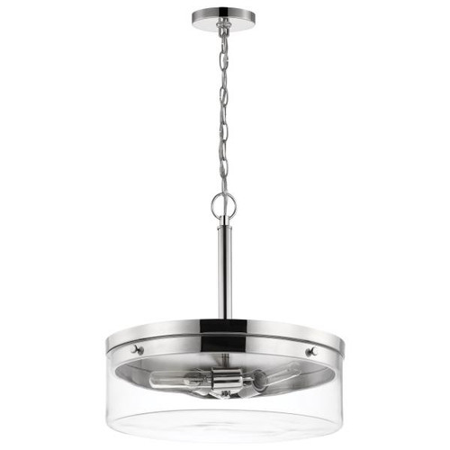 Satco 60-7630 Intersection; 3 Light; Pendant; Polished Nickel with Clear Glass