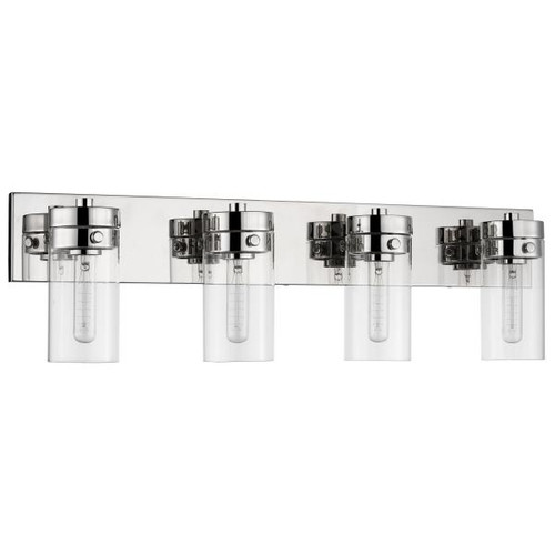Satco 60-7634 Intersection; 4 Light; Vanity; Polished Nickel with Clear Glass