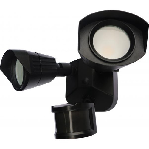 Satco 65-221 LED Security Light; Dual Head; Black Finish; 4000K; Motion Sensor