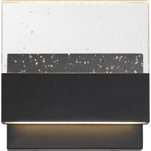 Satco 62-1512 Ellusion; LED Medium Wall Sconce; 15W; Matte Black Finish with Seeded Glass