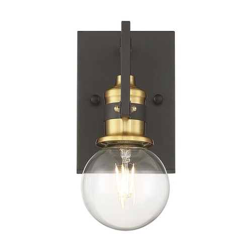 Satco 60-6971 Intention; 1 Light; Vanity; Warm Brass and Black Finish