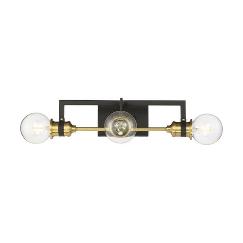 Satco 60-6973 Intention; 3 Light; Vanity; Warm Brass and Black Finish